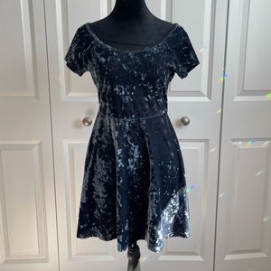 Forever 21 Navy Velour Skater Dress